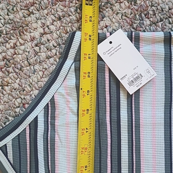 SO BRAND WOMENS PLUS JUNIOR SIZE SUMMER PINK STRIPED "WAFFLE" TANK SIZE … - Picture 8 of 15